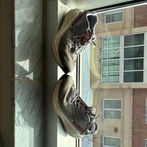 Salomon Gray and Red Athletic Shoes